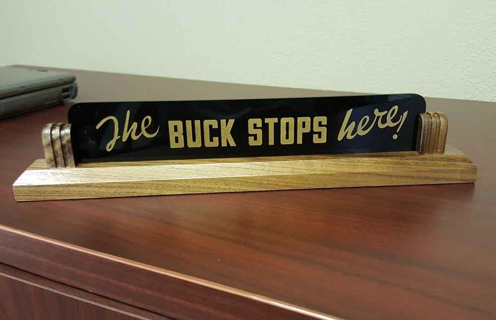 The Buck Stops Here Iconic President Harry Truman Executive Desk Plaque Sign eBay
