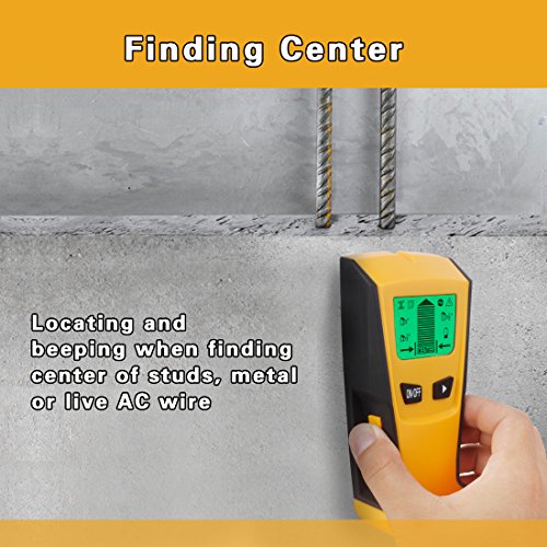 Stud Finder, Genround 3-In-1 Wall Scanner With Stud Sensor, Ac Sensor, Metal Scanner & LCD Display & Sound Alert | Multi Wall Detector for AC Live Wire, Metal & Wood Stud Finder (Without Battery) - Thumbnail 2
