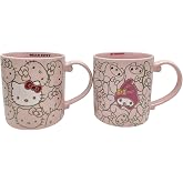Blue Sky Clayworks Hello Kitty &amp; My Melody Repeat Wrap Mug, 21-Ounce, Pink, Set of 2