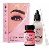 MENELA Light Brown Hair Henna &ndash; Vegan &amp; Ammonia-Free Formula &ndash; 2.5g Henna Powder &amp; 15ml Fixer with Bamboo Extract &ndash; Up to 60 Applications