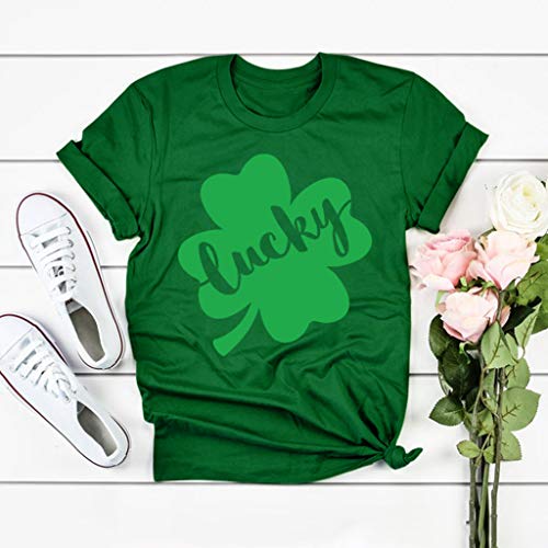 CCOOfhhc Valentine's Day Shirts Letter & Floral Print Tops Crew Neck Summer Short Sleeve T Shirts Casual Graphic Tee Shirts Dark Green