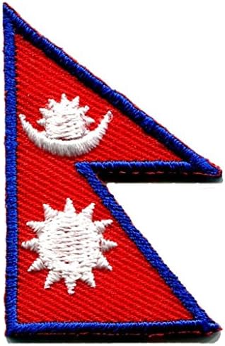 Tkazumi Patch - Flag of Nepal Nepalese Buddha Buddhism peace applique iron-on patch Medium S-365