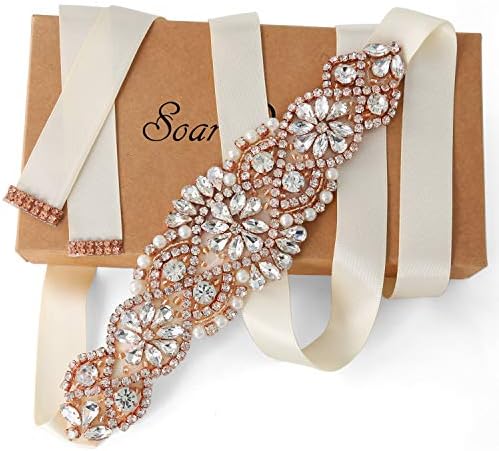 Fanqisi Women's Belt Crystal Diamond Bridal Belt Sashes Ivory Beaded Dress Belts for Wedding