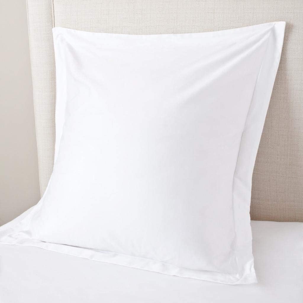 Pillow sham Set of 2 White Solid 800 Thread Count European/Square (26x26) Size Envelope Closure Pillow Cover | Long Staple - Sateen Weave Silky Soft Natural Cotton | breathable & Smooth Feel