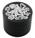 Octopus Laser Etched Design 4pcs Large Size Herb Grinder With FREE Scraper Item # ETCH-G012317-146