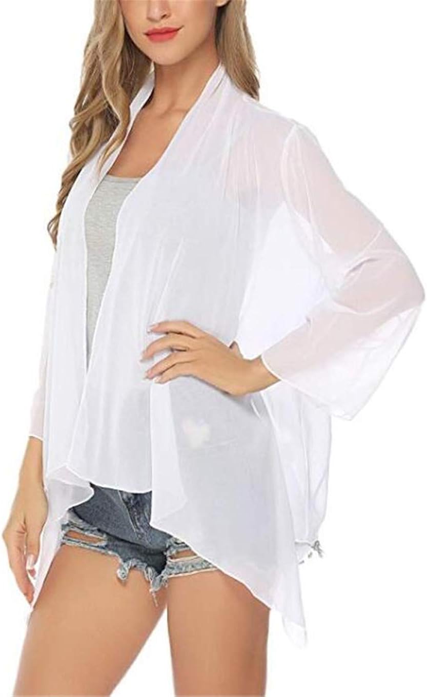 Boléro Femme En Mousseline - Cardigan Court Transparent - Manches Courtes - Ouvert Devant - Couleur Rose - Taille L