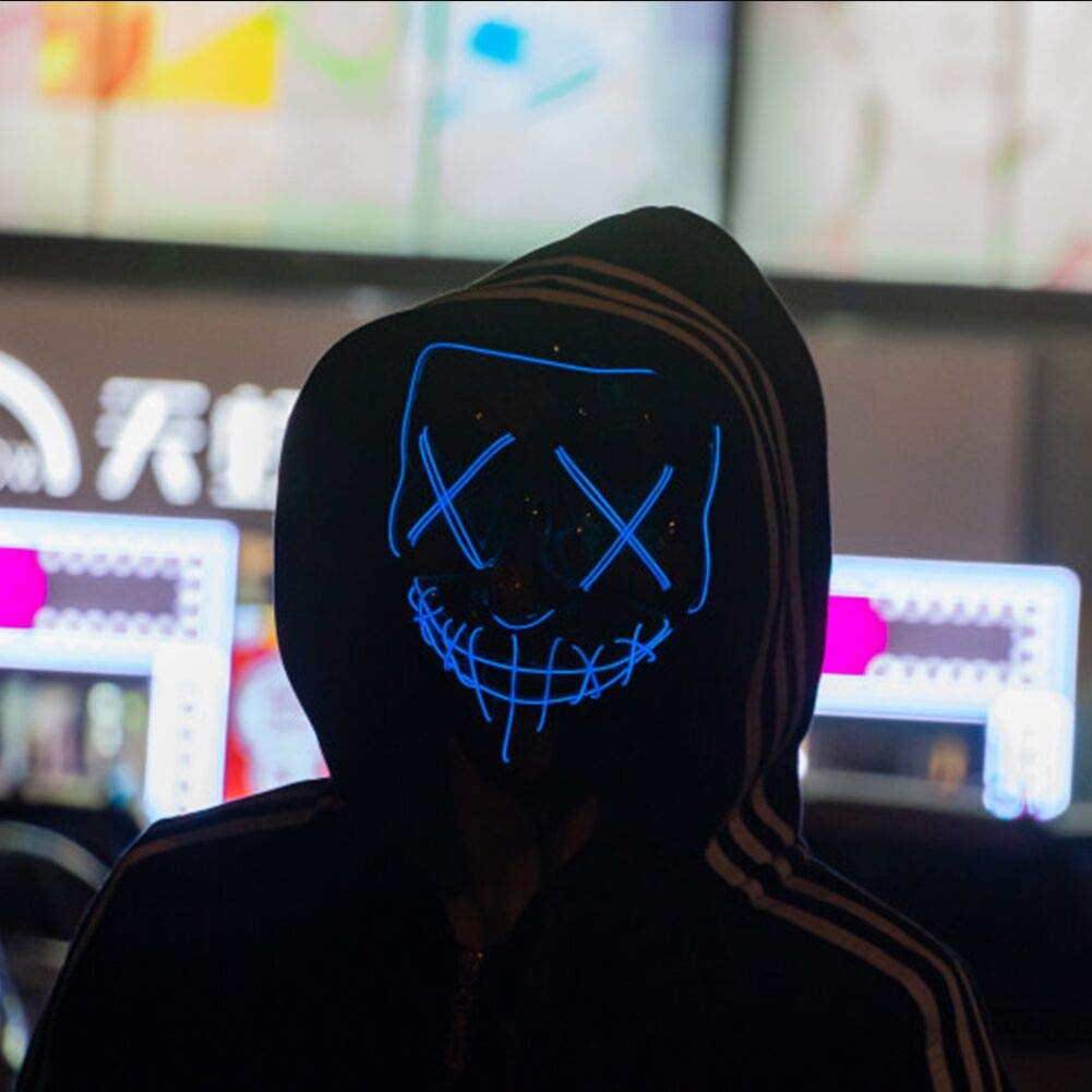 Trentixel 2 Pack LED Halloween Mask Halloween Scary Mask Cosplay Led Costume Mask EL Wire Light up for Halloween Festival Party
