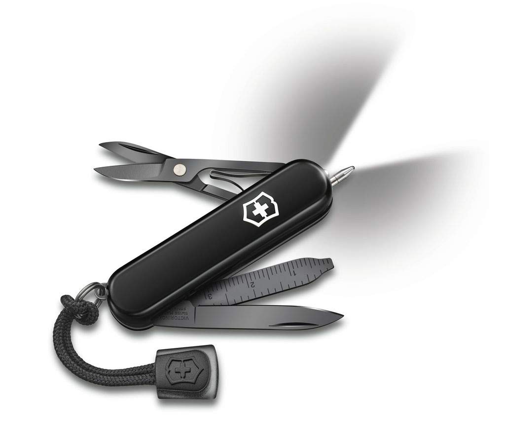 Victorinox Schweizer Taschenmesser, Signature Lite Onyx Black, Multitool, Swiss Army Knife mit 9 Funktionen, Klinge, Massstab