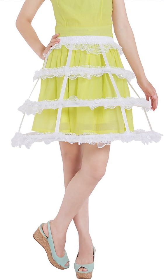 Cosplayitem Women Girls Lolita Petticoat Crinoline Underskirt Slips 3 Hoops Black