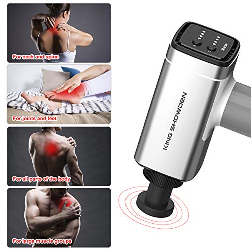 Handheld Deep Tissue Muscle Massager Gun Massage Device with Multiple Heads, Professional Cordless Percussion Vibration Therapy for Body Pain Relief,Neck,Shoulder,Back,Leg,Foot
