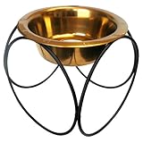 Platinum Pets Single Olympic Diner Feeder with Stainless Steel Dog Bowl, 50 oz, Gold