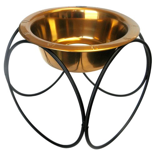 Platinum Pets Single Olympic Diner Feeder with Stainless Steel Dog Bowl, 50 oz, Gold