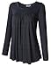 Clearlove Women's Tops and Blouses Long Sleeve Scoop Neck Plus Size Pleated Tunic T Shirt Long Sleve Dark grey Large
