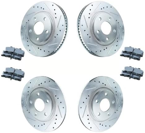 2006 - 2011 Honda Ridgeline ( ALL Models ) Front and Rear Cross Drilled / Slotted Brake Rotors + Performance Ceramic Pads