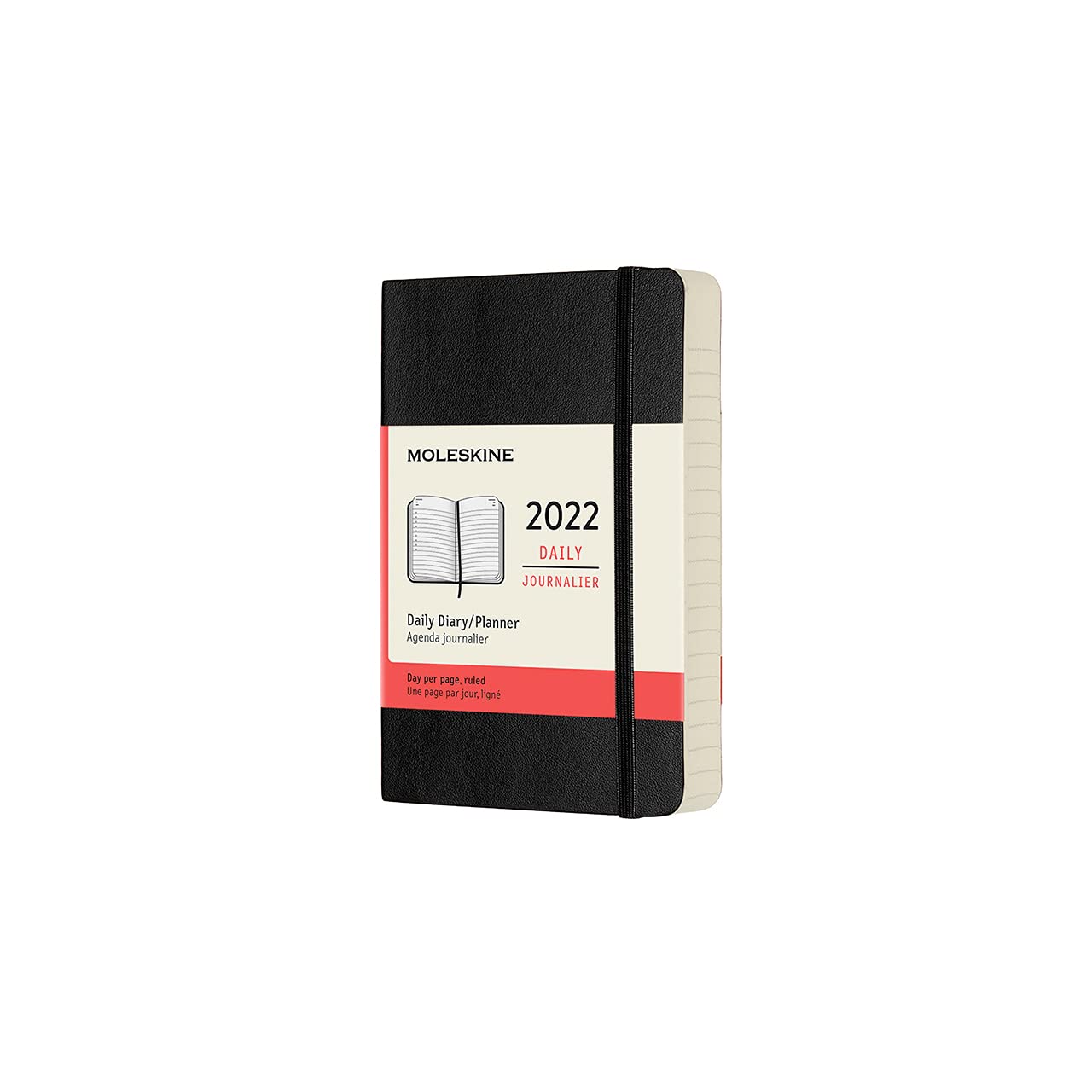 Moleskine 12-Month Daily Planner 2022, Daily Diary 2022, Soft Cover and Elastic Closure, Pocket Size 9 x 14 cm, Colour Black, 400 Pages