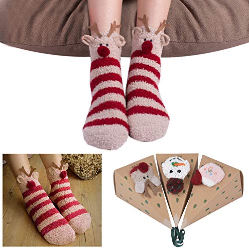 Christmas Socks, Fascigirl 3 Pair Santa Socks Christmas Slipper Socks Women Christmas Socks Kids Ladies Christmas Socks Snowflake Socks Snowflake Socks Colorful Socks