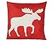 DECORLUTION 18x18 Inch Cotton Linen Decorative Throw Pillow Cover Cushion Case, Holiday Moose