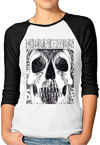 TNJE Women's Skull Deftones Long Sleeve Baseball Raglan Shirt Black]