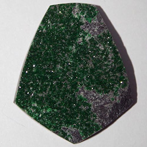 Green garnet cabochon, uvarovite crystal druse, (Russia) 39x34x7 mm