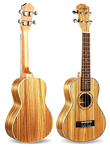 Ukulele,Rabing 23 inches Acoustic Ukulele in Zebrawood with Nylon Strap and Carry Bag