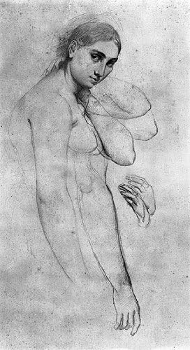 Ingres (Study for 'Raphael and the Fornarina') Print on Fine Art Paper Reproduction (14.6x10.3 in) (37x26 cm)