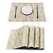 HEBE Placemats Set of 8 Heat Resistant Placemats for Dining Table Crossweave Woven Vinyl Washable Kitchen Table Mats Placemat Easy Clean(Gold)