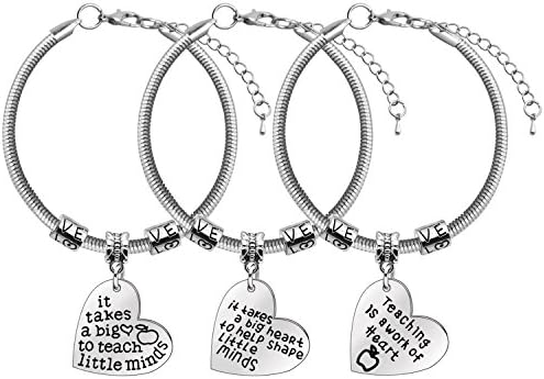 Teacher's Day Gifts - 3pcs Teacher Bangle Bracelet Appreciation Jewelry,Graduation Gift for Teacher