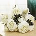 Ogrmar Vintage Artificial Peony Silk Flowers Bouquet for Decoration (White x2)
