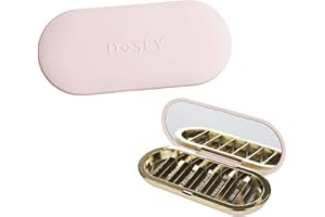 Dosey 7 Day Pill Compact Travel Pill Organizer - Pill Case with 7 Pill Compartments for Medicine Storage & Protection – Stylish & Elegant Medication Organizer with Mirror, Blush
