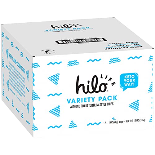HILO LIFE LOW CARB KETO FRIENDLY TORTILLA CHIP SNACK BAGS, VARIETY PACK, 1 OUNCE (PACK OF 12)