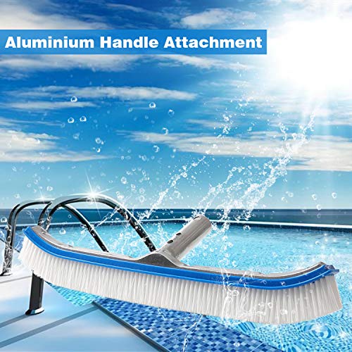 Pool Brushes for Cleaning Pool, 8 FT Splicable Pole with 18" Polished Aluminum Back Brush Head for Cleaning Swimming Pool Wall, Floors & Tile - Thumbnail 6