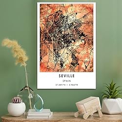 Seville Map Poster, Spain Map Art Poster, Map Decor