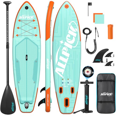 ALLPICK Stand Up Paddling Board Aufblasbar, SUP Board Set, 200kg (Türkis)