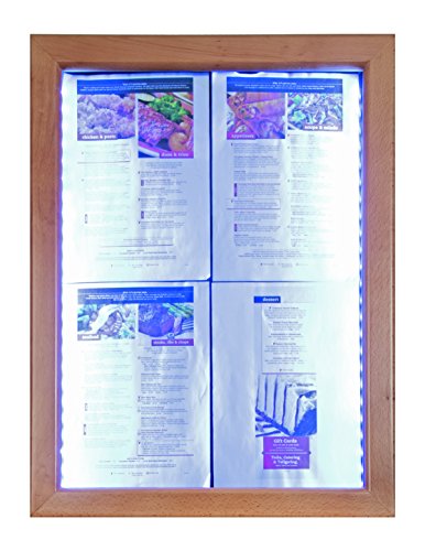 Securit LED Classic Glass Information Display, 4xA4 (A2), 53x70x6cm, Teak Frame (MCS-4A4-WLTE)