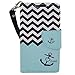 LG Tribute Case, SOGA® PU Leather Magnetic Flip Design Wallet Case for LG Tribute LS660 / Optimus F60 D390N / Transpyre VS810PP - Teal Chevron Anchor Love [SWF11]