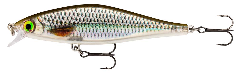 Rapala Shadow Rap Shad Lure with Two No. 6 Hooks, 0.9-1.2 m Swimming Depth, 9 cm Size, Live Roach