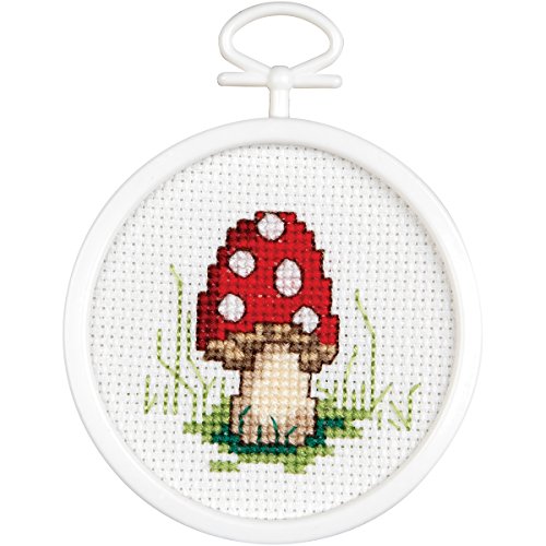 Tobin Janlynn Mini Cross Stitch Kit 2.5" Round-Mushroom (18 Count) (21-1496)