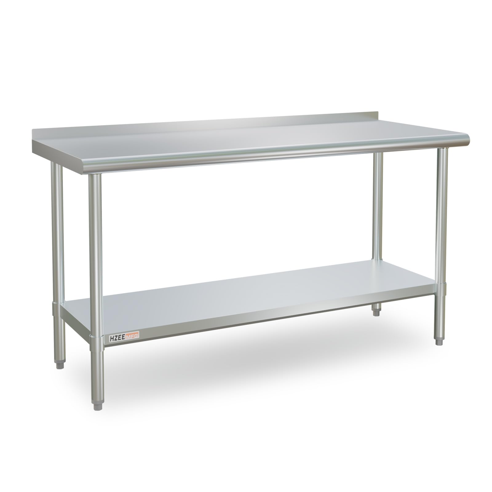 Photo 1 of HZEEMFG Stainless Steel Table for Prep & Work 24x60 Inches, Commercial Heavy Duty Table with Backsplash and Undershelf for Restaurant, Home, Hotel, Laundry and Kitchen