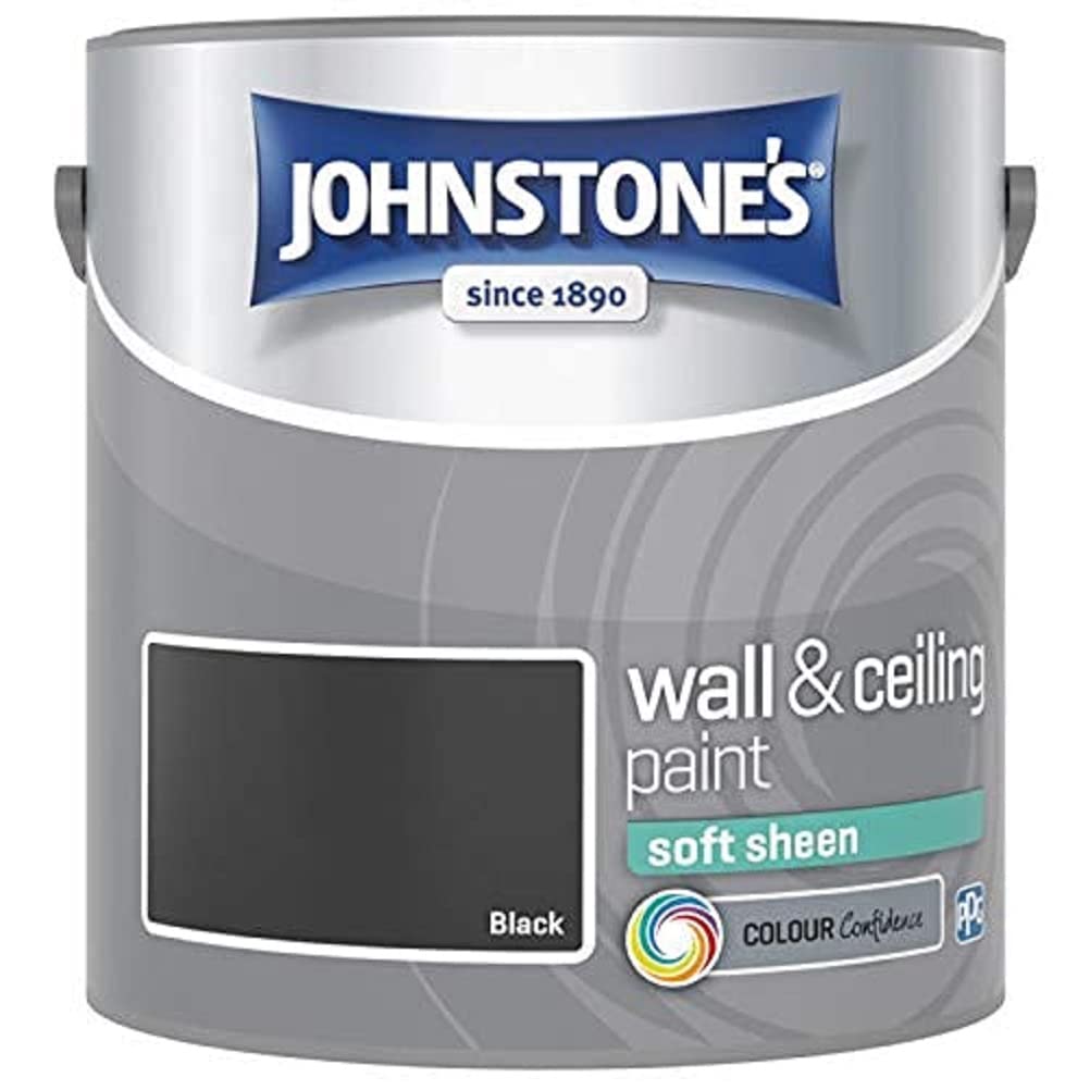 Johnstone's - Wall and Ceiling Paint Soft Sheen - Interior Paint - Satin Finish - Suitable for Interior Walls and Ceilings - Black - 2.5 L