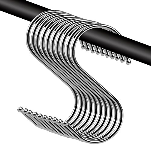 WOVTE Stainless Steel S Shaped Silver Tone Polished Plating Hanging Hooks for Kitchen, Bathroom, Bedroom and Office Pack… 3 WOVTE Stainless Steel S Shaped Silver Tone Polished Plating Hanging Hooks for Kitchen, Bathroom, Bedroom and Office Pack… - Image 4