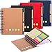 Gejoy 4 Pieces Spiral Notebook Dot Grid Notepad with Pen in Holder, Sticky Notes and Page Marker Colored Index Tabs Flags, 4 Colors Cover