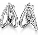 ZENCHEER Gold/Silver Clip On Earrings for Women, Trendy 14K Gold Plated Sterling Silver X Shape Cubic Zirconia CZ Stud Earrings Dainty Minimalis Hypoallergenic Jewelry Gifts for Her