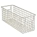 mDesign Farmhouse Decor Metal Wire Food Storage Organizer Bin Basket with Handles for Kitchen Cabinets, Pantry, Bathroom, Laundry Room, Closets, Garage - 16