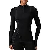 Witkey Womens Thermal Quarter Zip Pullover, Fleece Lined Long Sleeve Workout Top Quick Dry Moisture Wicking Athletic Shirt