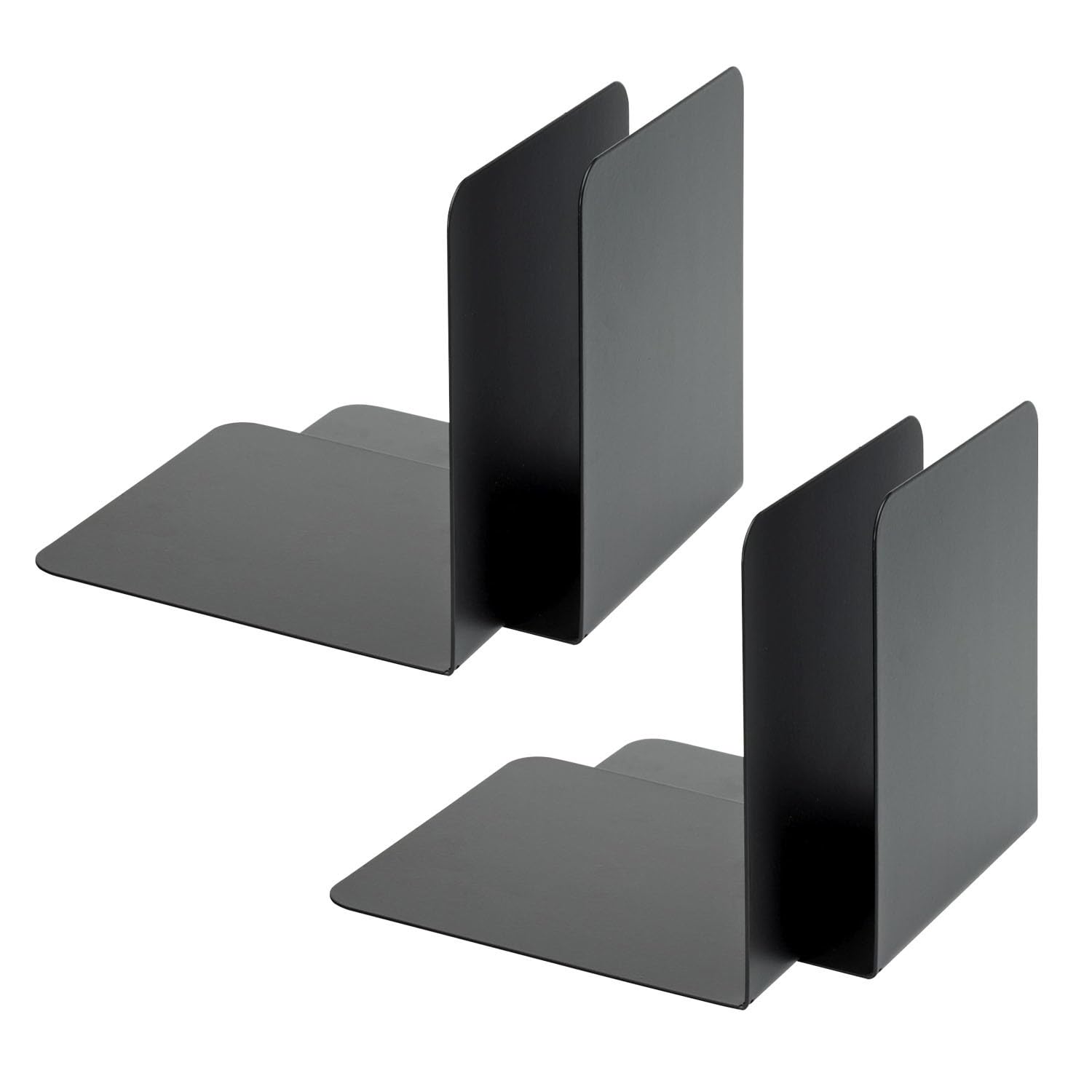 ALCO 4302-10-4 Metal Bookends, Pack of 4, Black, 14 x 14 x 12.5 cm, for School, Office and Home