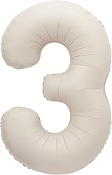 Unique Giant Foil Number 3 Balloon 86 cm Matte Nude 1 Count