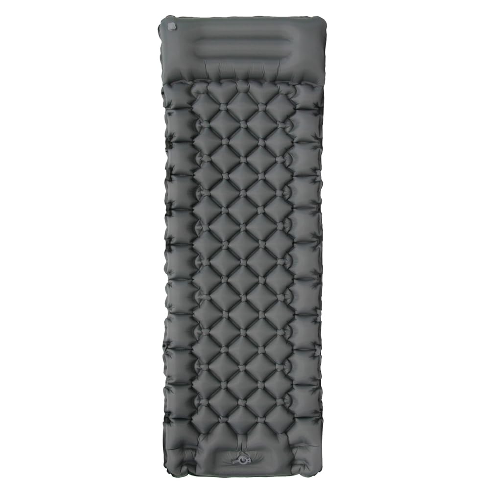 Loboo Idea Self-Inflating Sleeping Pad for Camping, Camping Sleeping Pad with Built-in Pump, Extra Thickness Inflatable Sleeping Mat, Ultralight Compact Waterproof Air Mattress for Travel (Gray)