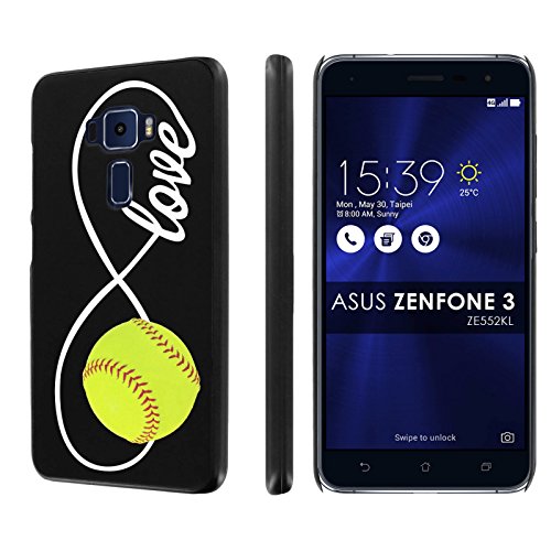 Asus [Zenfone 3] [ZE552KL] Phone Case [SlickCandy] [Black] Ultra Slim Cover - [Love Softball] for Asus Zenfone 3 ZE552KL