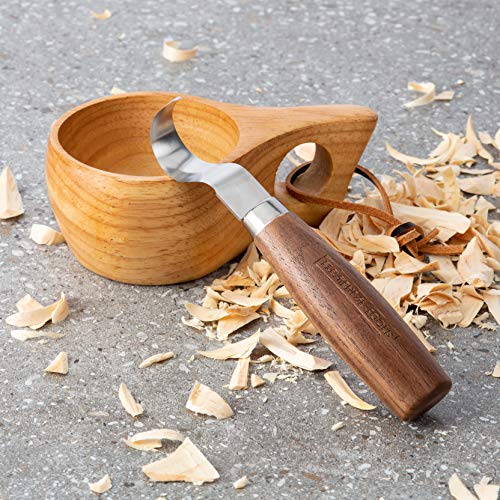 Elemental Tools Wood Spoon Carving Knife: Hook Knife Wood Carving Tool for Spoon, Kuksa Cup and Bowl Carving- 65mn Steel Spoon Carving Knife - Great Curved Knife for Beginners or Professional
