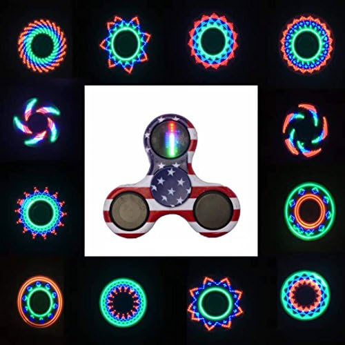 Premium Lighted Fidget Spinner - Helps Focusing Anti-Anxiety 360 Premium Quality EDC Focus Toy for Kids &amp; Adults - Best Stress Reducer Relieves ADHD Anxiety and Boredom Ceramic Bearings (Lit US Flag)